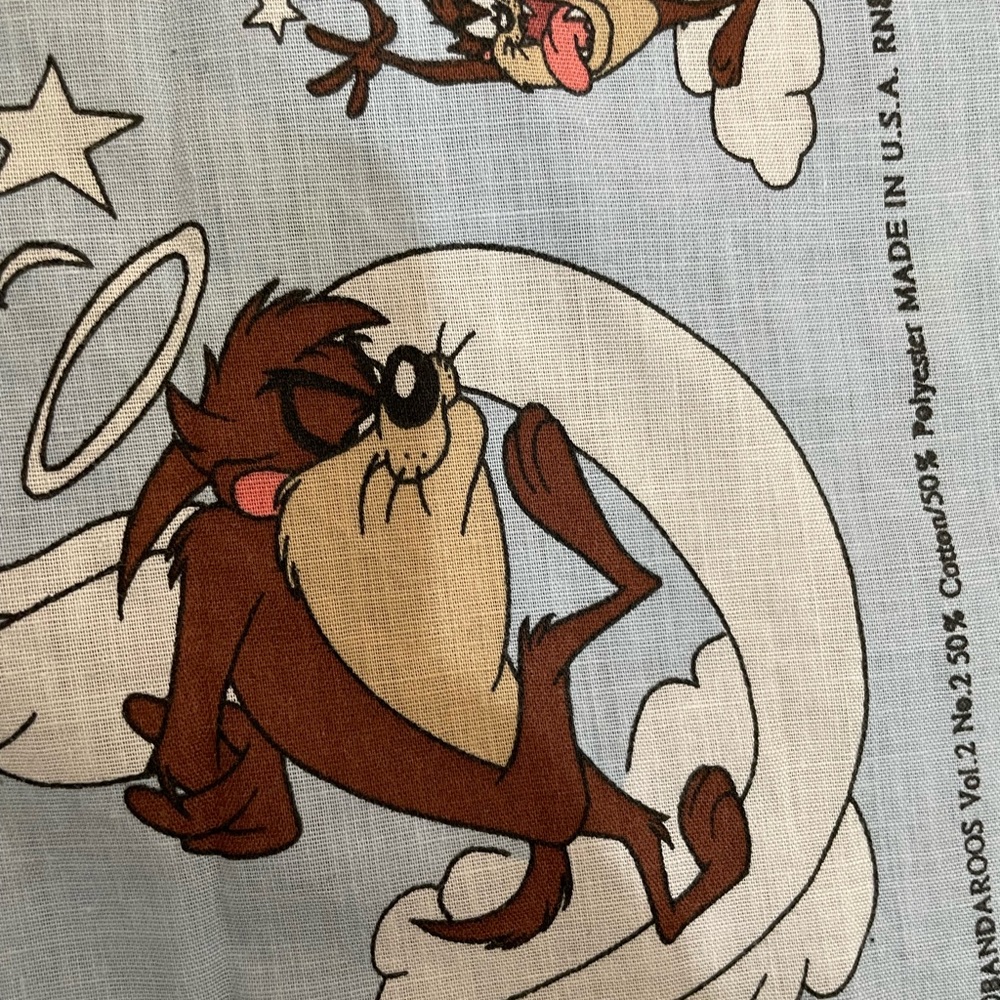 Vintage 1990s Looney Tunes Tasmania Devil Bandana - Picture 7 of 7